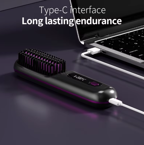 Cordless Heated Styling Brush for Short Hair, Fringe and Nape