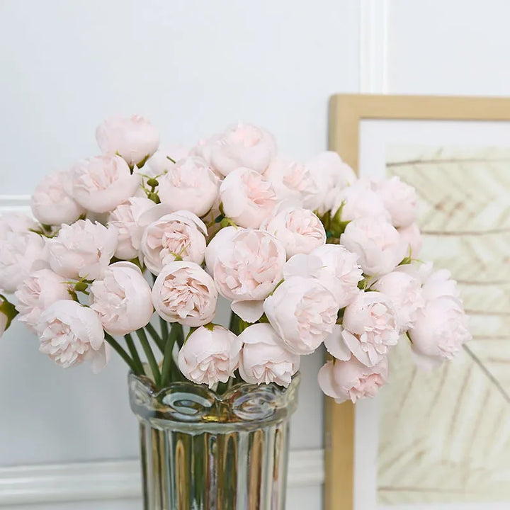 Lyra Romantic Silk Peony Bouquet with 27 Realistic Flowers