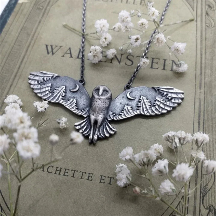Vintage Owl Moon Necklace