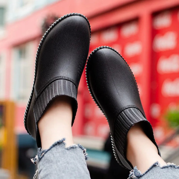 Ladies' waterproof rain ankle boots with knitted shaft & non-slip sole – Liora