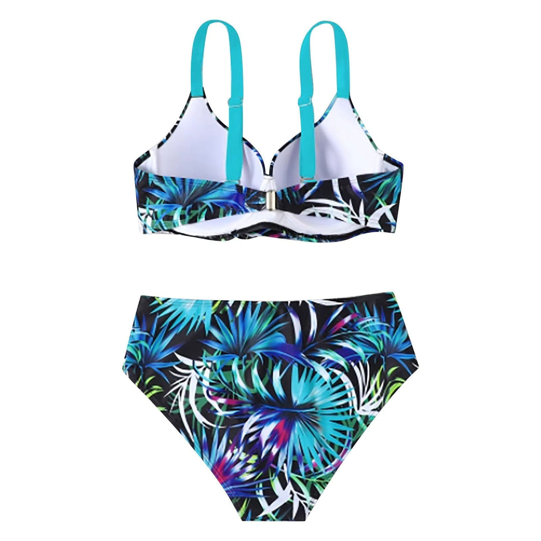 Mary - Women's High Waist Leaf Print Bikini