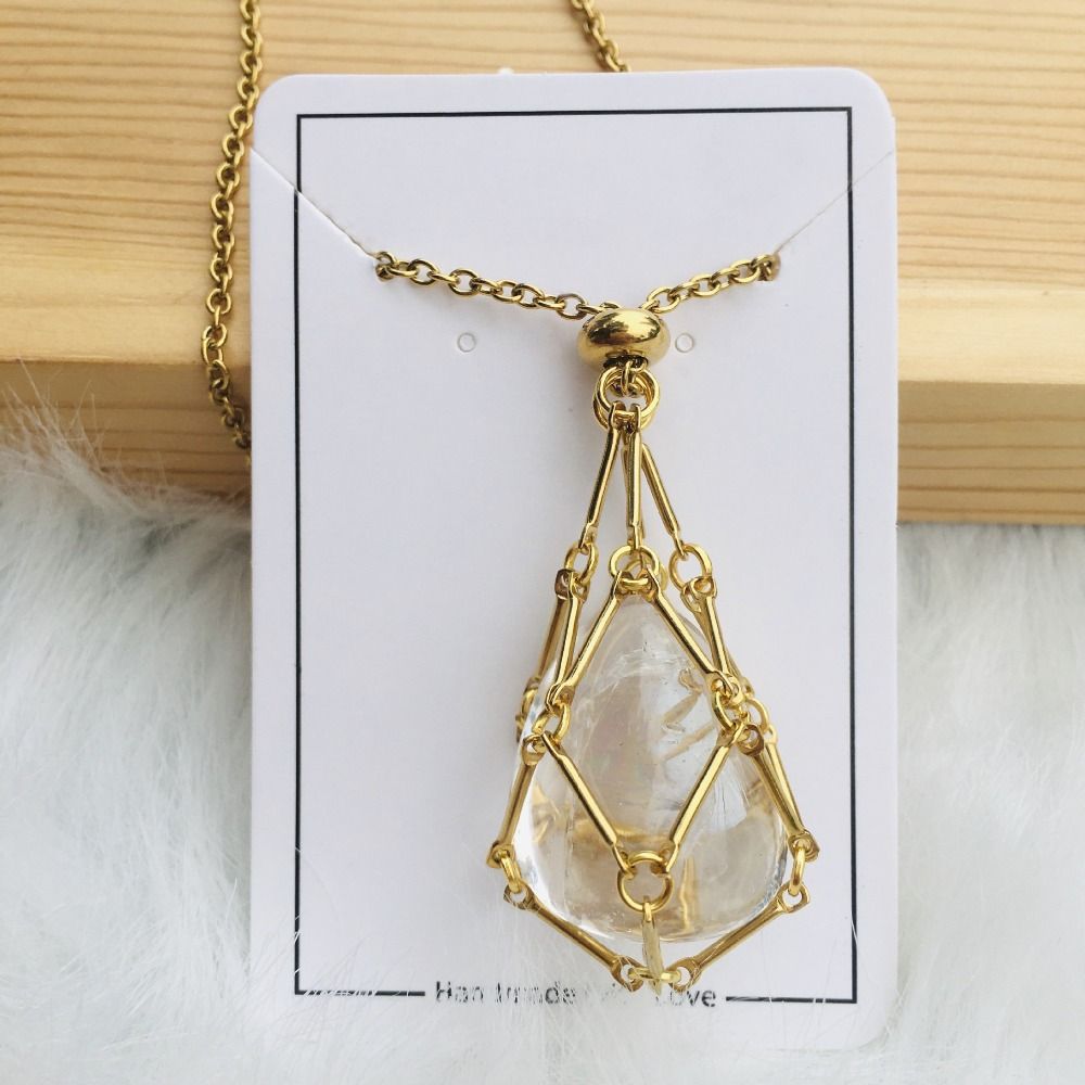 Necklace with interchangeable crystal stone for radiant style and harmony.