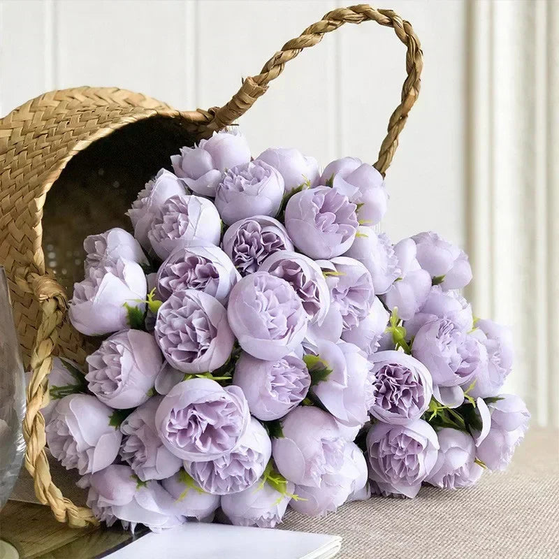 Lyra Romantic Silk Peony Bouquet with 27 Realistic Flowers