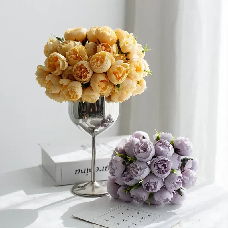 Lyra Romantic Silk Peony Bouquet with 27 Realistic Flowers