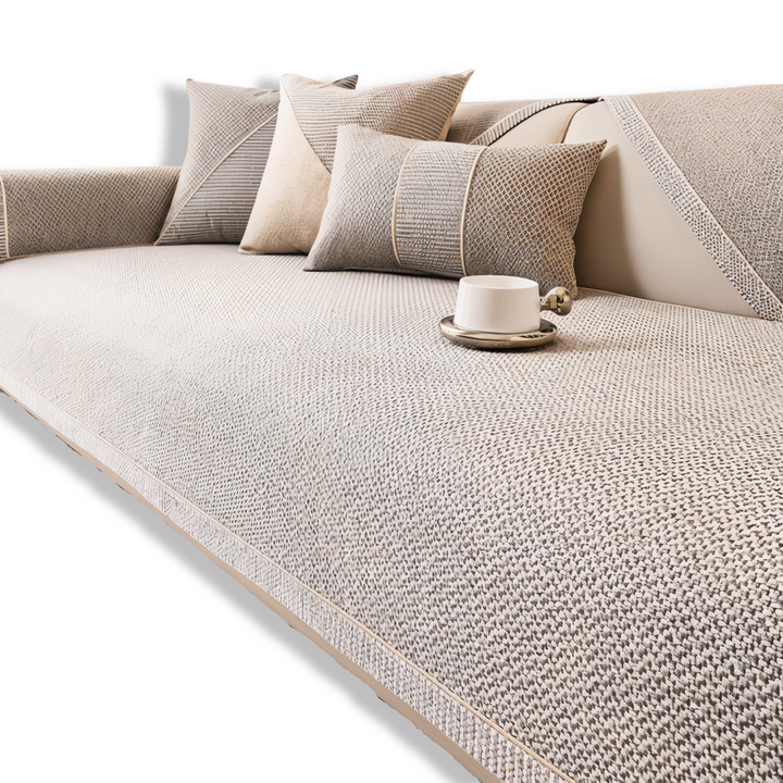 Solid Flat Sofa Cover - Durable, Non-Slip Cotton and Linen Polyester