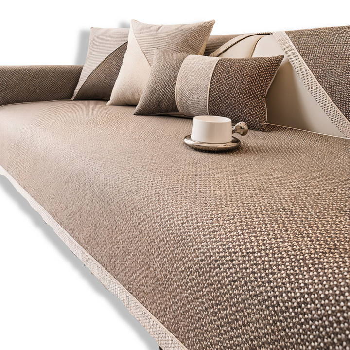 Solid Flat Sofa Cover - Durable, Non-Slip Cotton and Linen Polyester