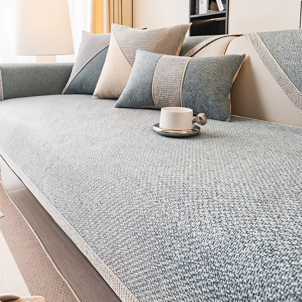 Solid Flat Sofa Cover - Durable, Non-Slip Cotton and Linen Polyester