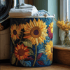 Lined Floral Laundry Basket with Sturdy Handles, Freestanding Fabric Laundry Basket