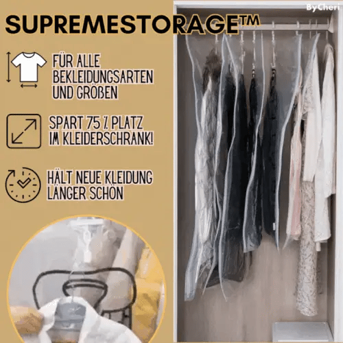 Hanging Vacuum Storage Bags for Space-Saving Wardrobe, 130 x 60 cm, Transparent