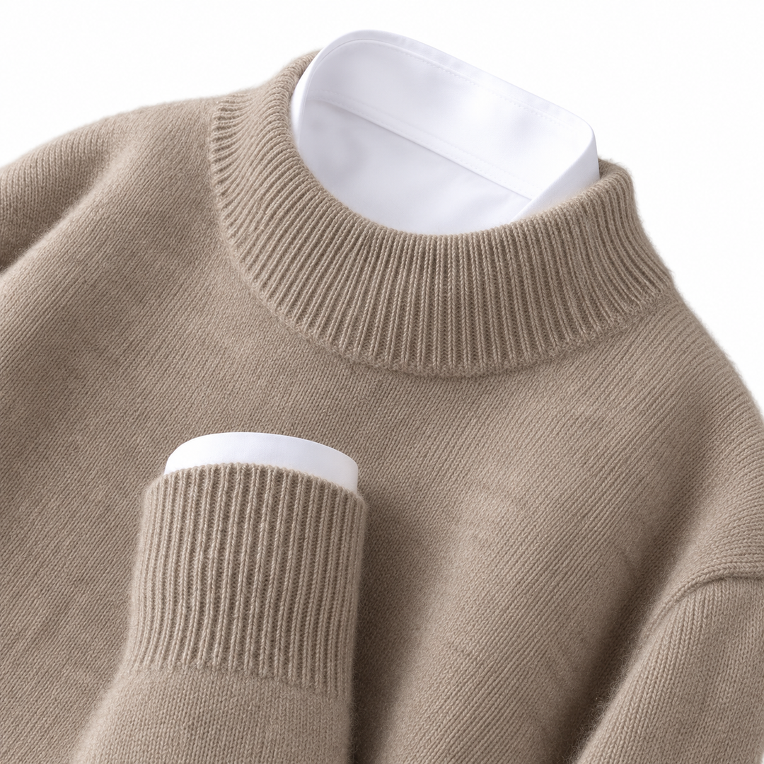 Women's cashmere sweater with stand collar
