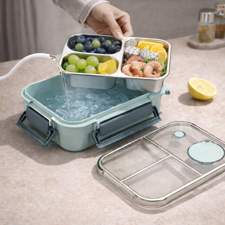 Insulated Thermal Food Container | Stainless Steel Compartments | Leak-Proof Lid