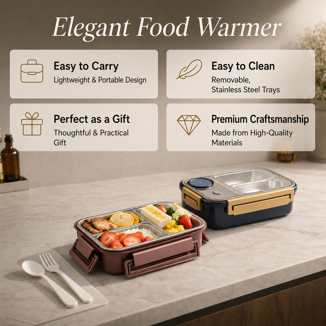 Insulated Thermal Food Container | Stainless Steel Compartments | Leak-Proof Lid