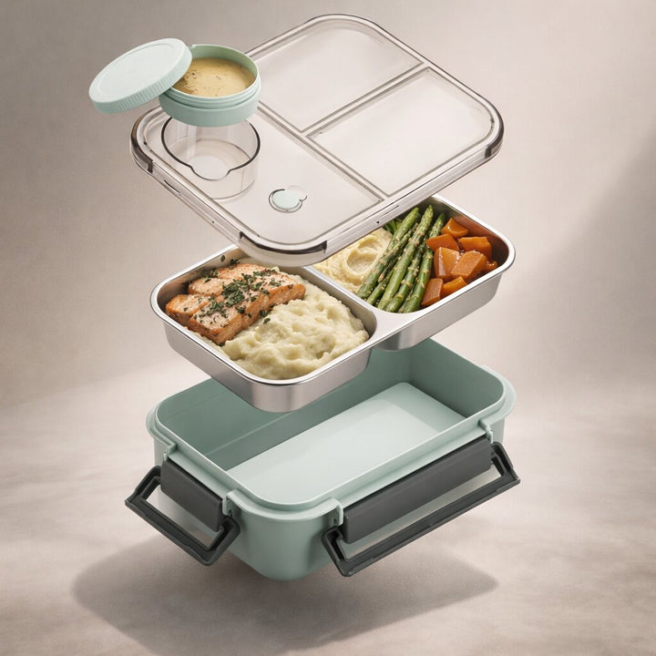 Insulated Thermal Food Container | Stainless Steel Compartments | Leak-Proof Lid