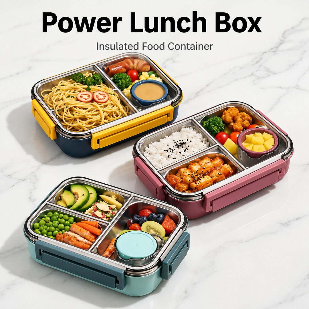 Insulated Thermal Food Container | Stainless Steel Compartments | Leak-Proof Lid