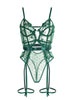 Sheer Lace Bodysuit with Suspenders - Alissa