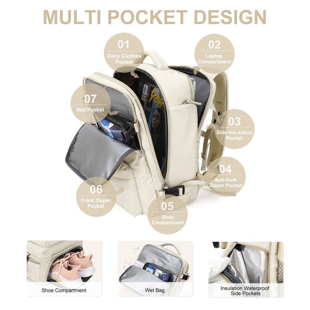 Multifunctional women's backpack 35 L with USB port