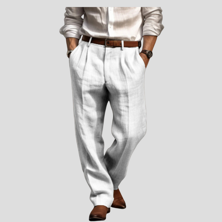 Men’s Pleated Linen Trousers – Refined Style with Casual Edge