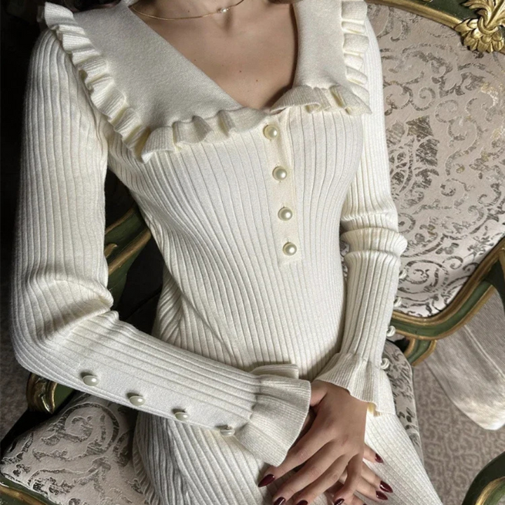 Women’s Maxi Dress – High-Waist Ruffle Statement