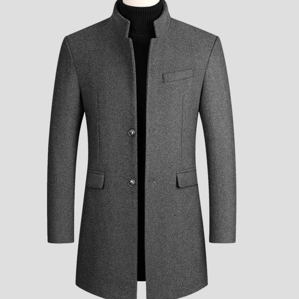 Men’s Elegant Wool-Blend Coat – Refined Classic Outerwear