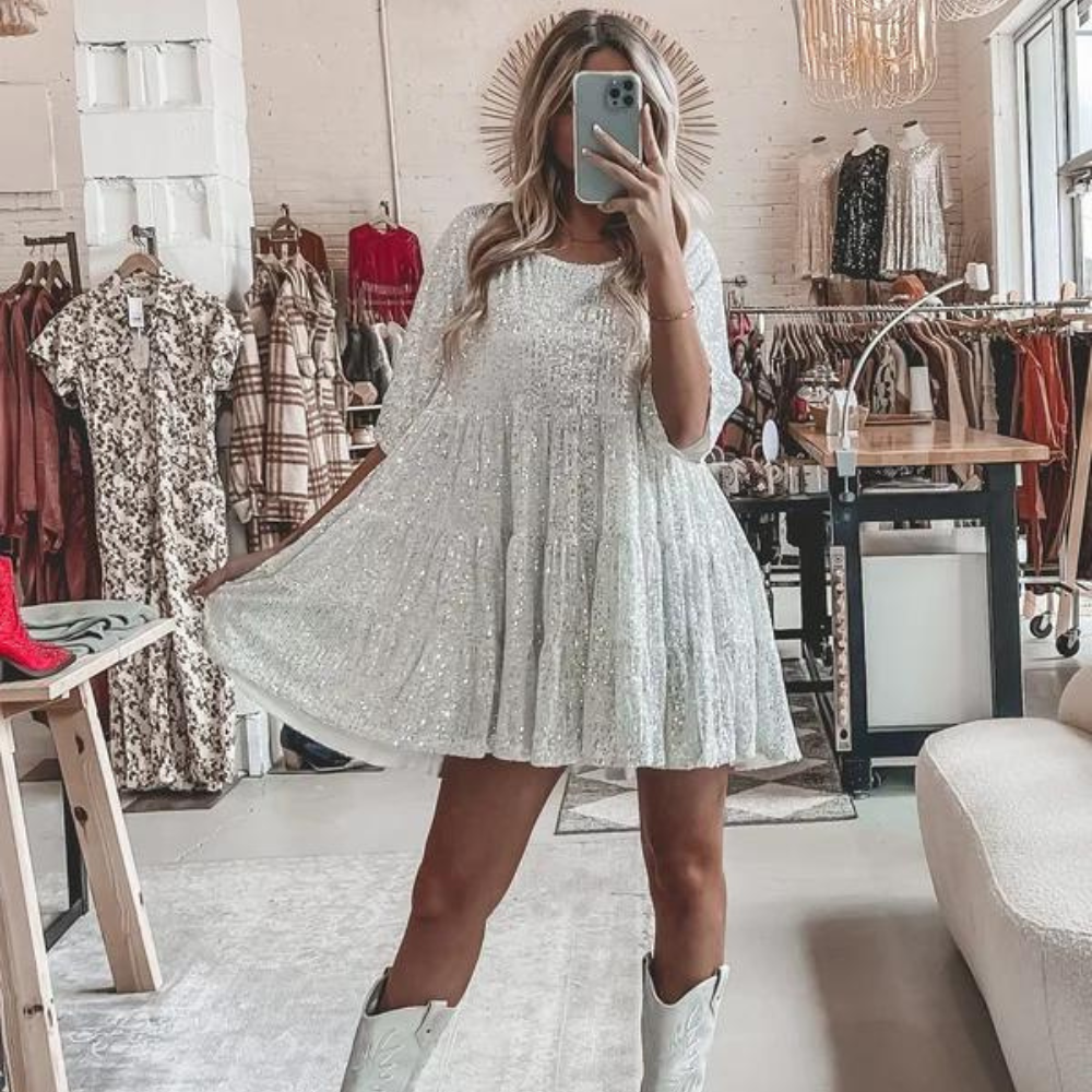 Sparkling Autumn Leaves Sequinned Party Dress – Luna