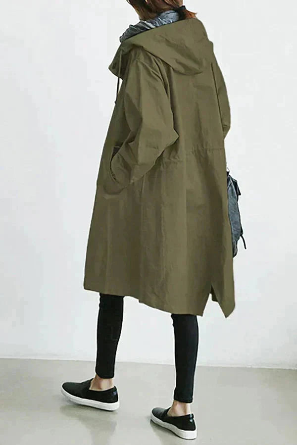 Oversized Waterproof Hooded Trench Coat