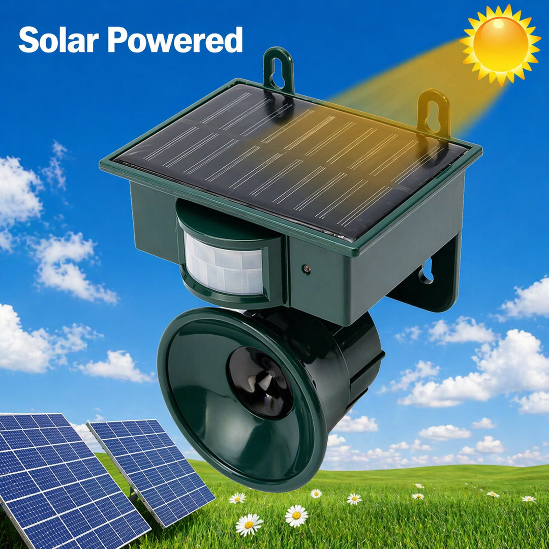 Bird Repeller | Solar-Powered Motion Detector | Animal-Friendly Hawk Calls