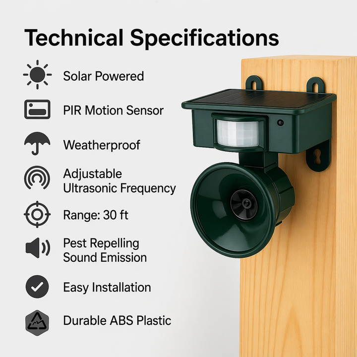 Bird Repeller | Solar-Powered Motion Detector | Animal-Friendly Hawk Calls