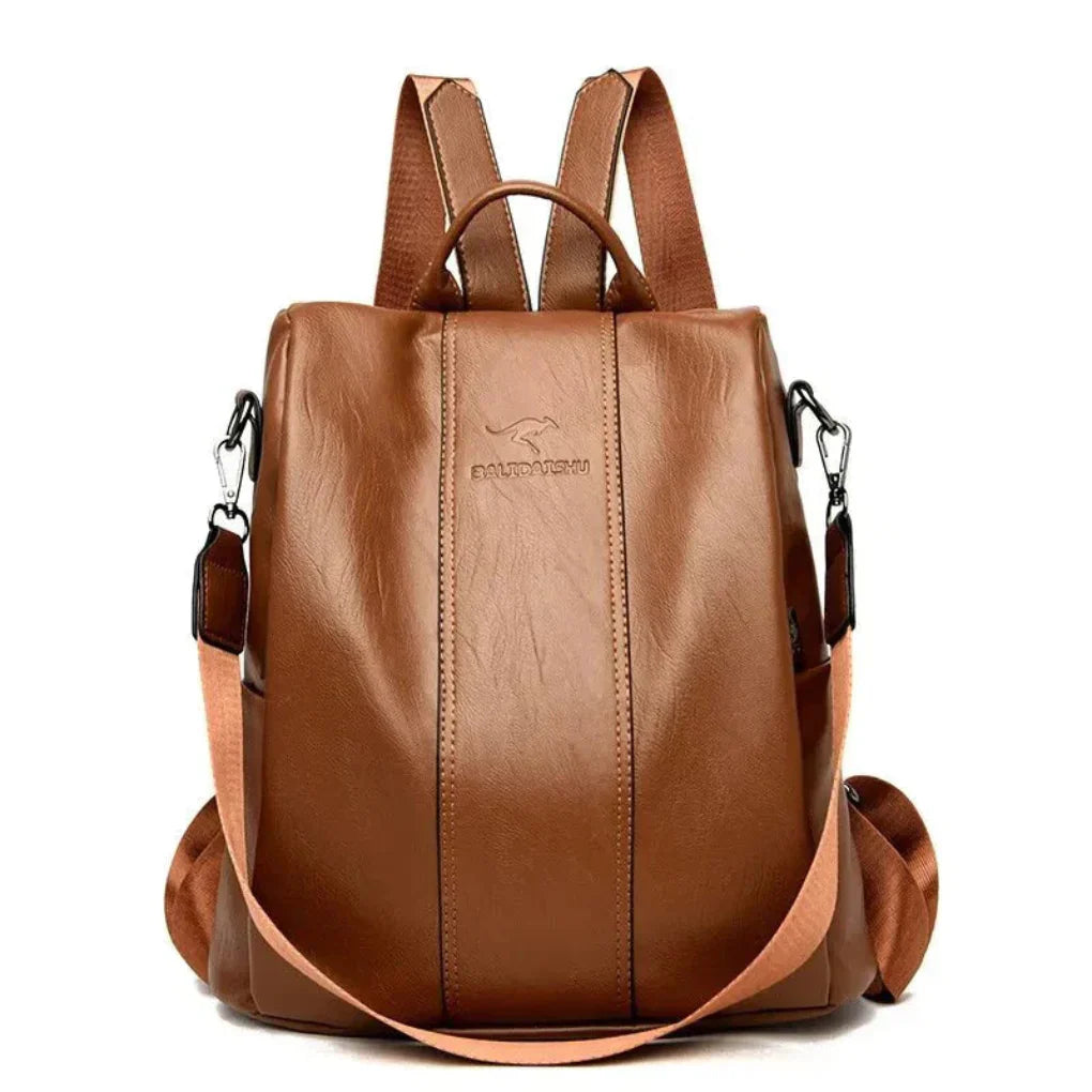 Chic Anti-Theft Backpack for Women – Stylish Leather Design with Concealed Storage