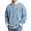 Men's waffle-knit sweater with 1/4 zip at the collar