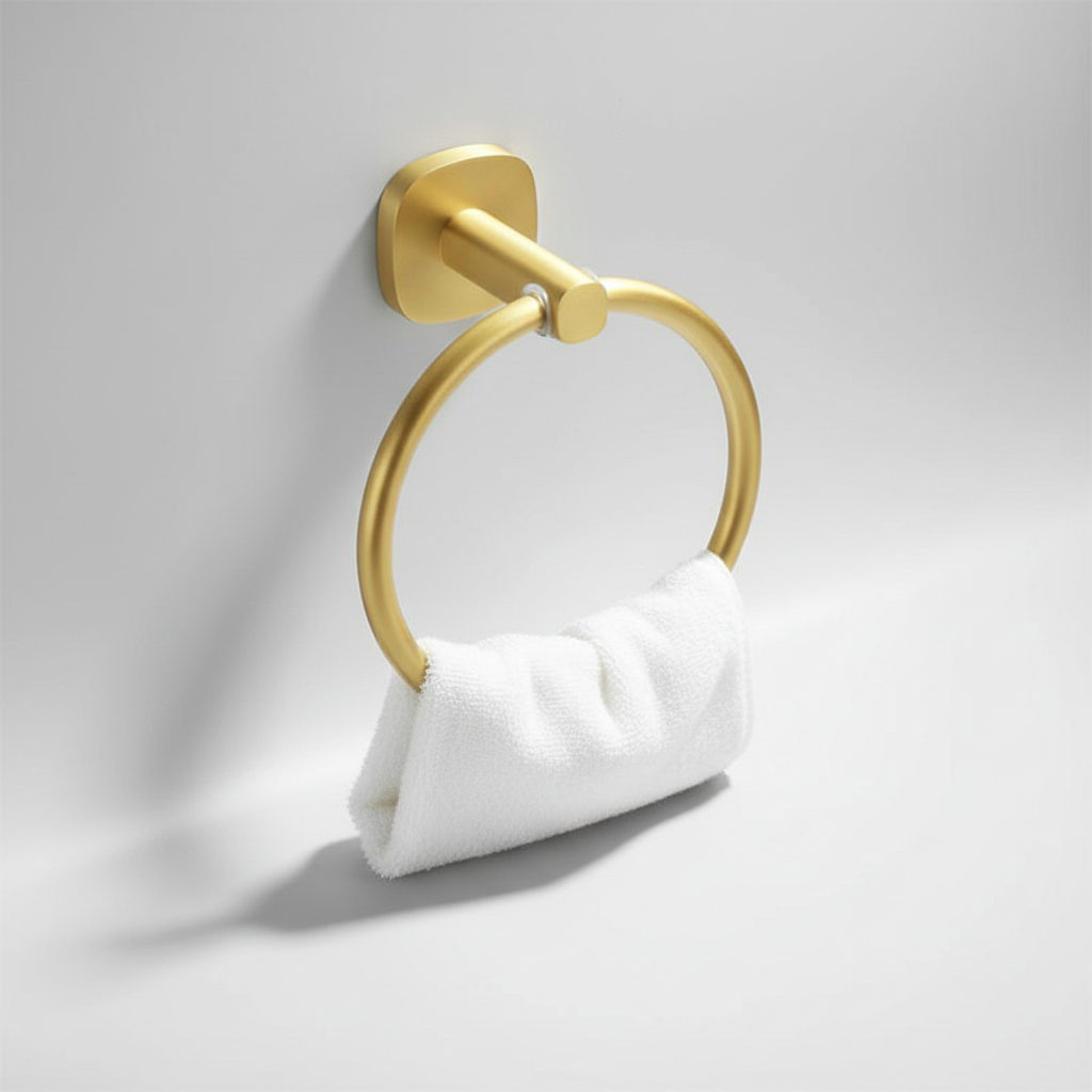 Wall-mounted towel ring wood aluminium - WoodenHalo