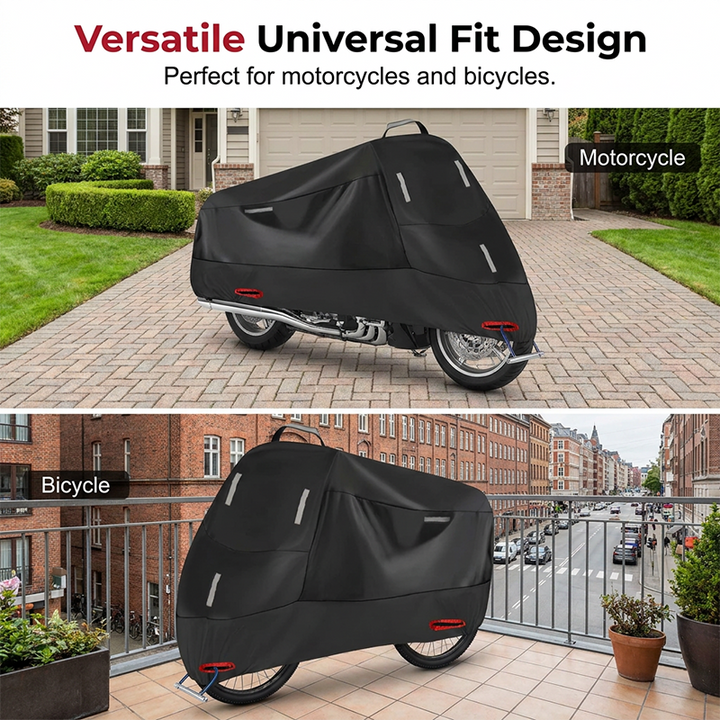 Weatherproof motorcycle cover | Oxford fabric | Reflective stripes & lock holes