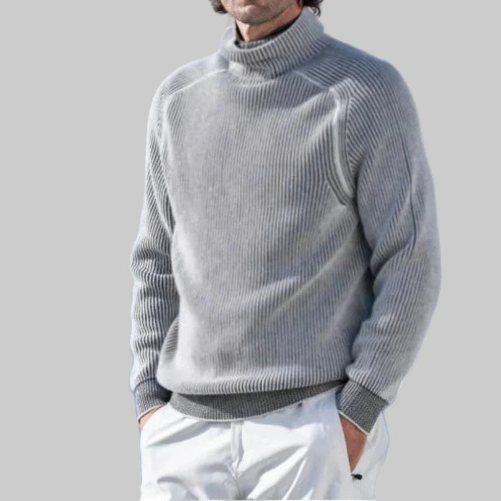 Men’s Turtleneck Sweater  Elegant Plain Colour Knit