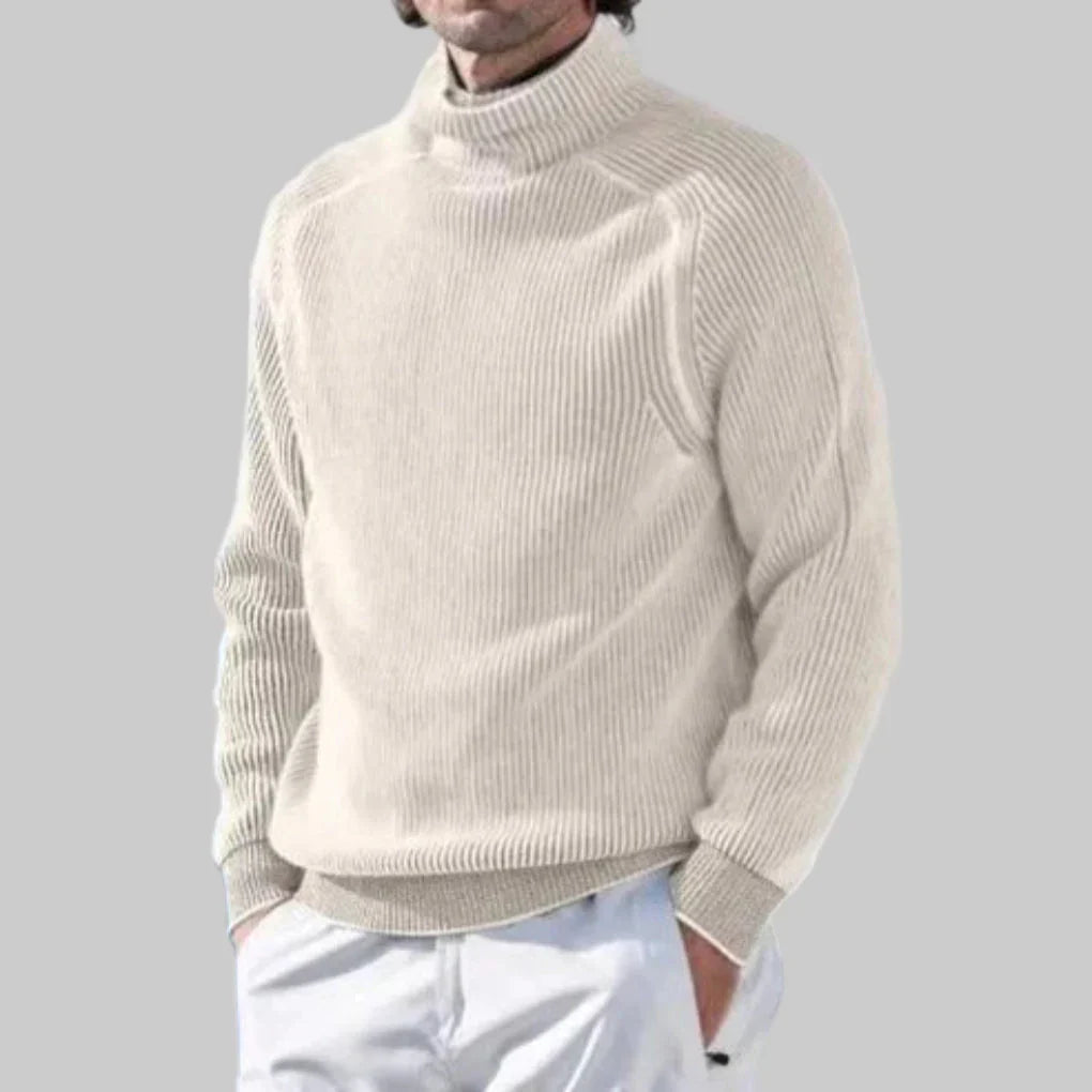 Men’s Turtleneck Sweater  Elegant Plain Colour Knit