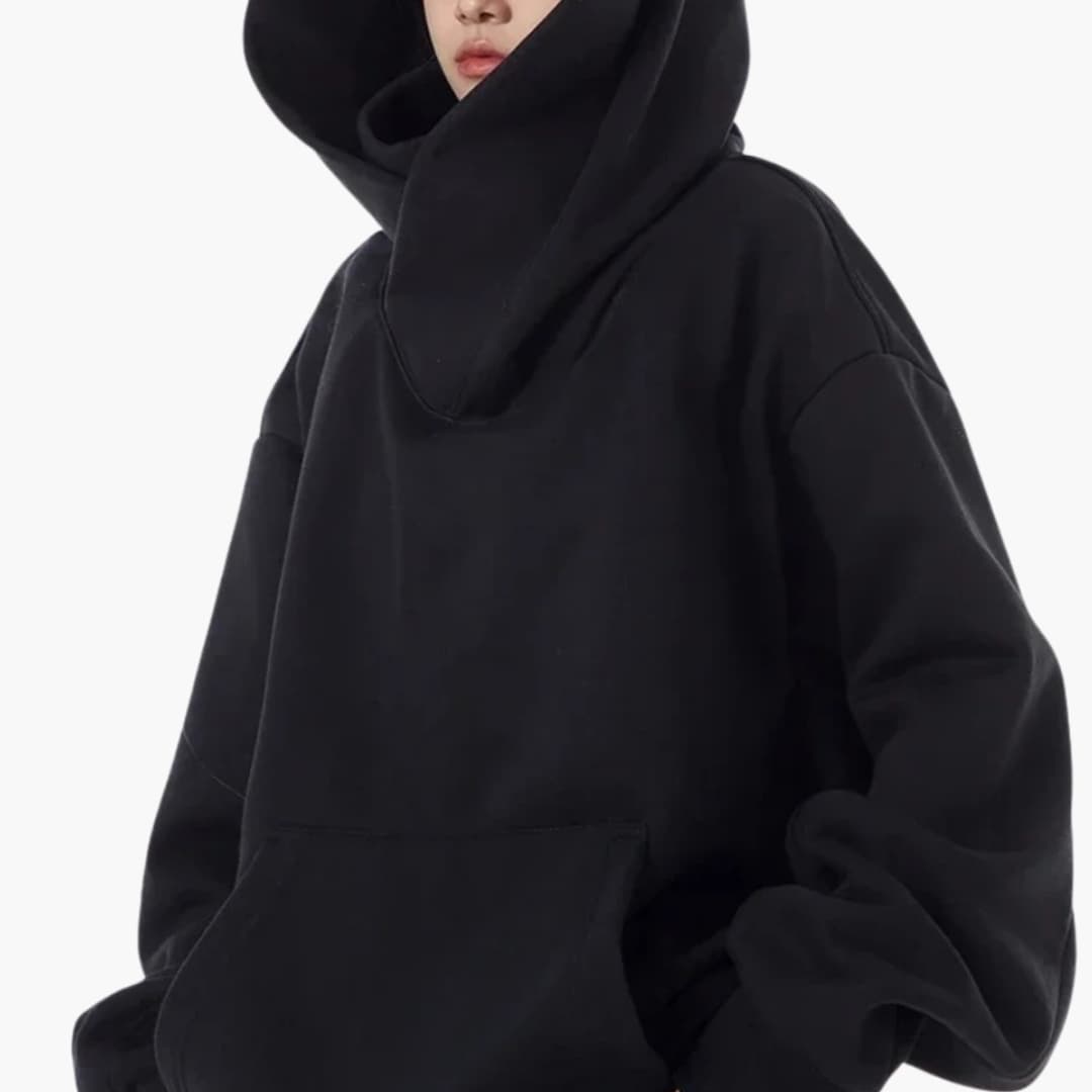 Women’s Oversized Hoodie – High‑Neck Front Pocket Style