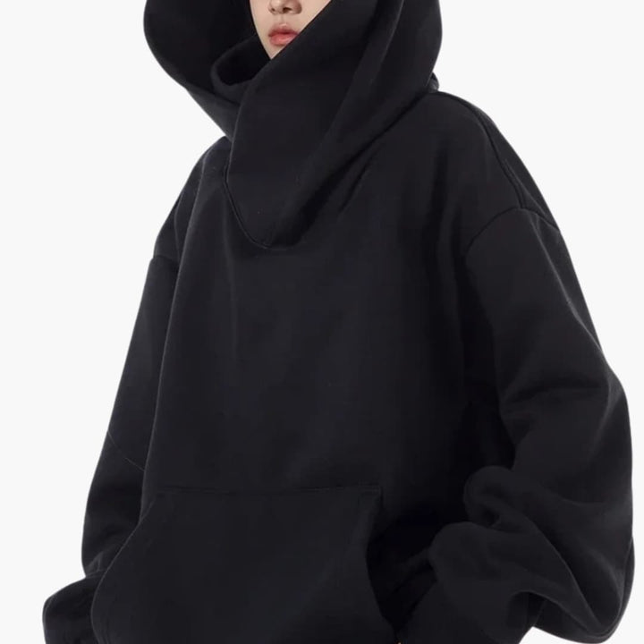 Women’s Oversized Hoodie – High‑Neck Front Pocket Style
