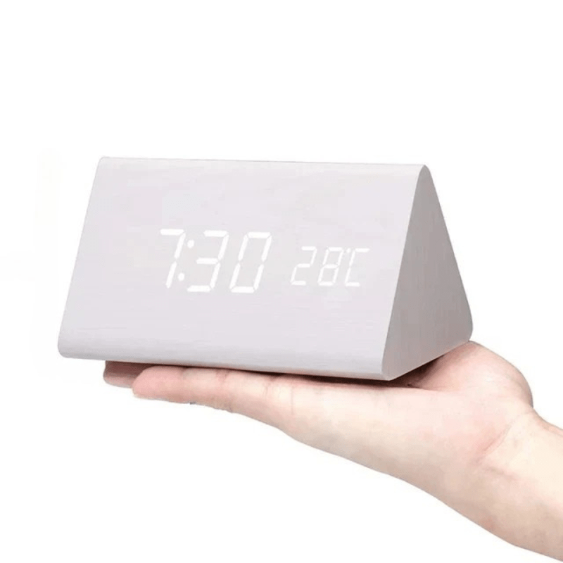 Elegant LED wooden clock with voice control