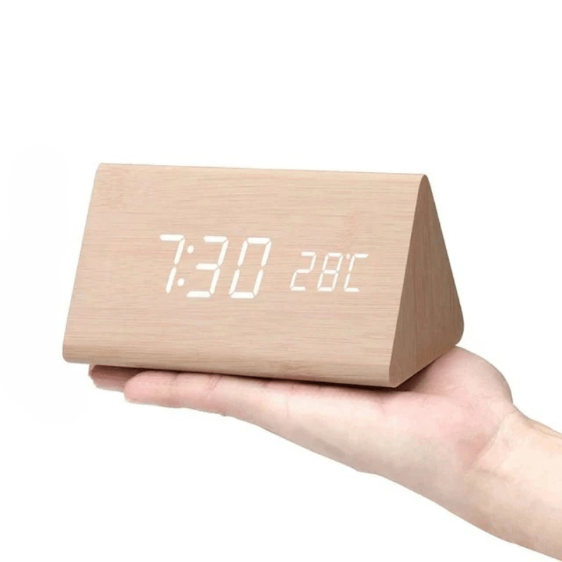 Elegant LED wooden clock with voice control