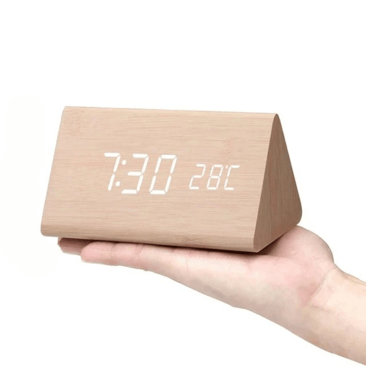 Elegant LED wooden clock with voice control