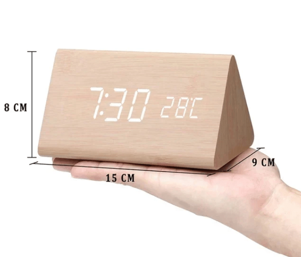 Elegant LED wooden clock with voice control