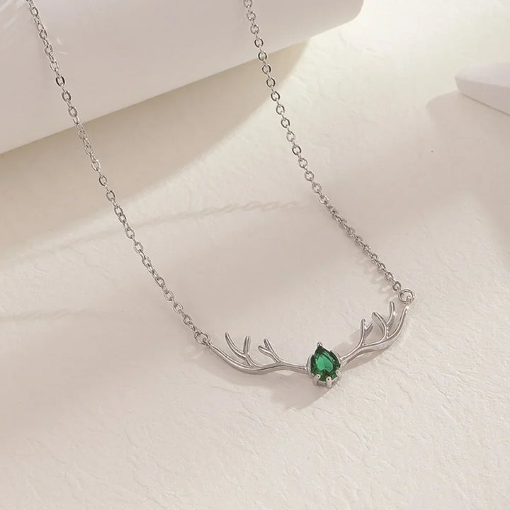 Antler Necklace with Delicate Heart Charm