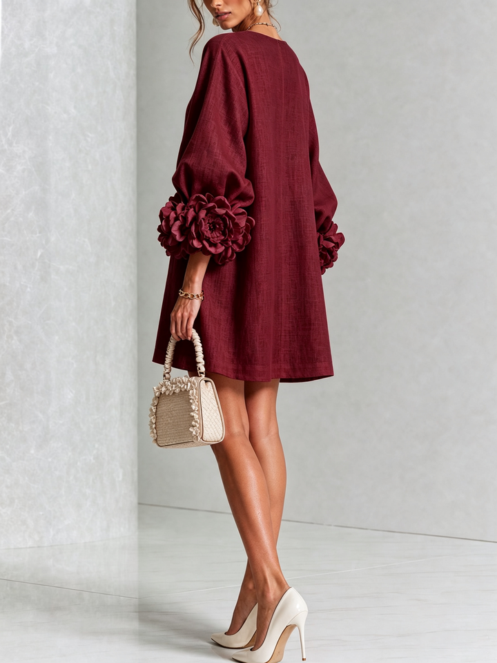 Boryana Colorful Mini Dress with Eye-Catching Ruffled Cuffs