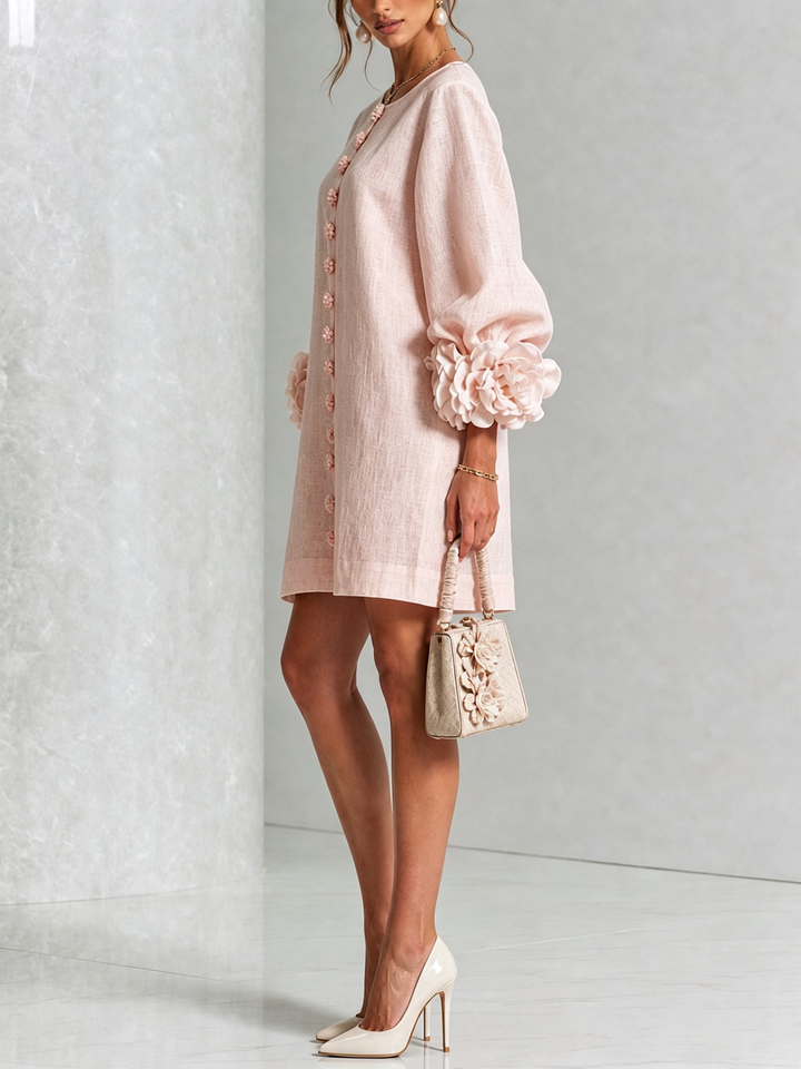 Boryana Colorful Mini Dress with Eye-Catching Ruffled Cuffs