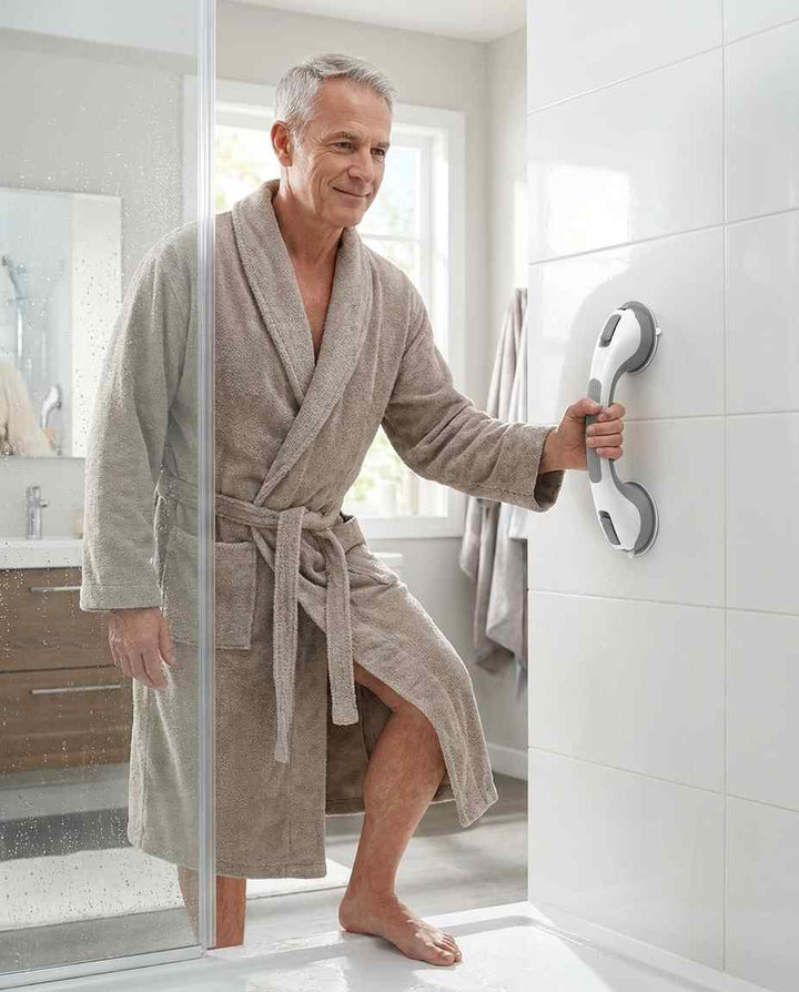 Suction grab handle for the shower, drill-free bathroom safety handle, 15.7 inch
