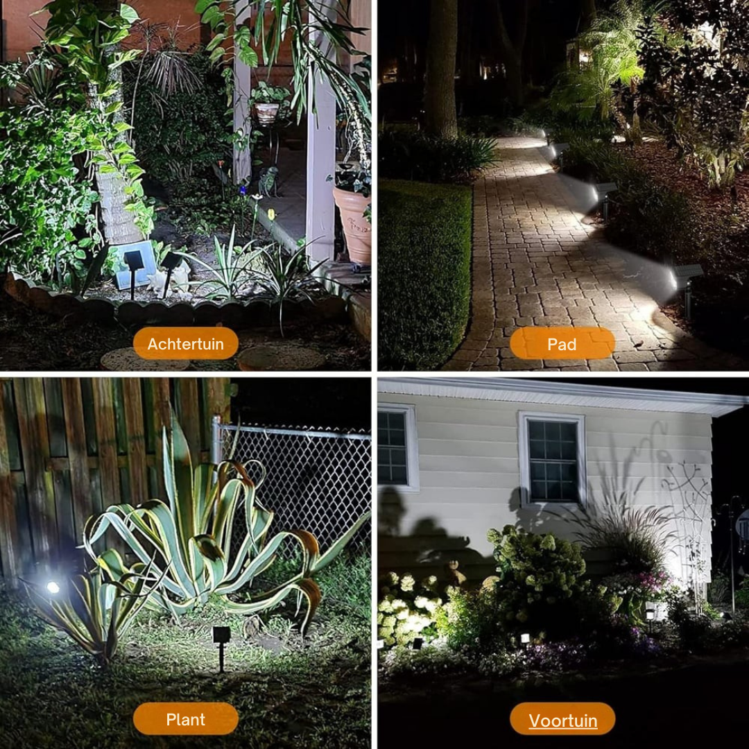 Solar garden spotlight with adjustable head, 3 brightness levels, IP65 waterproof
