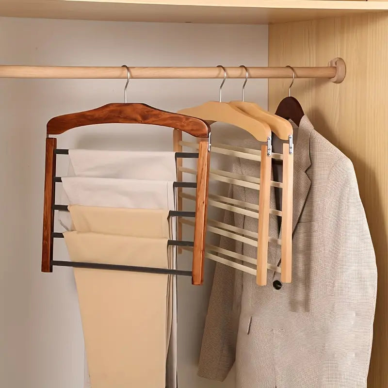 SpaceSaver - Multifunctional Wooden Hangers for Pants and Clothing