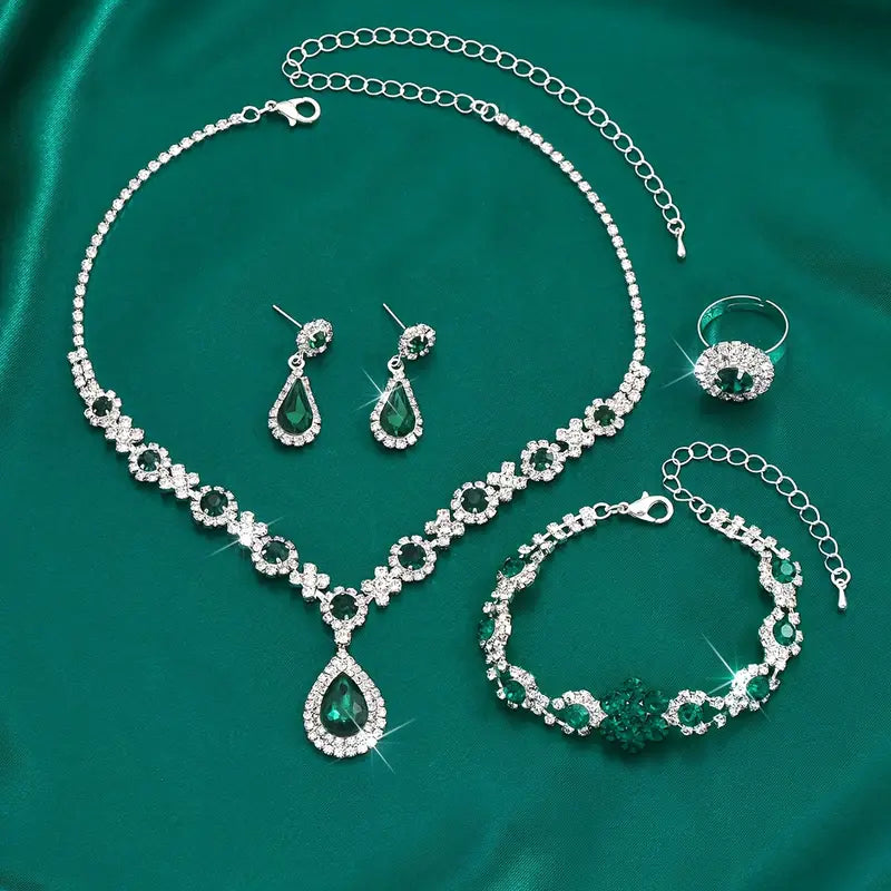 Elegant white gold jewelry set with refined details