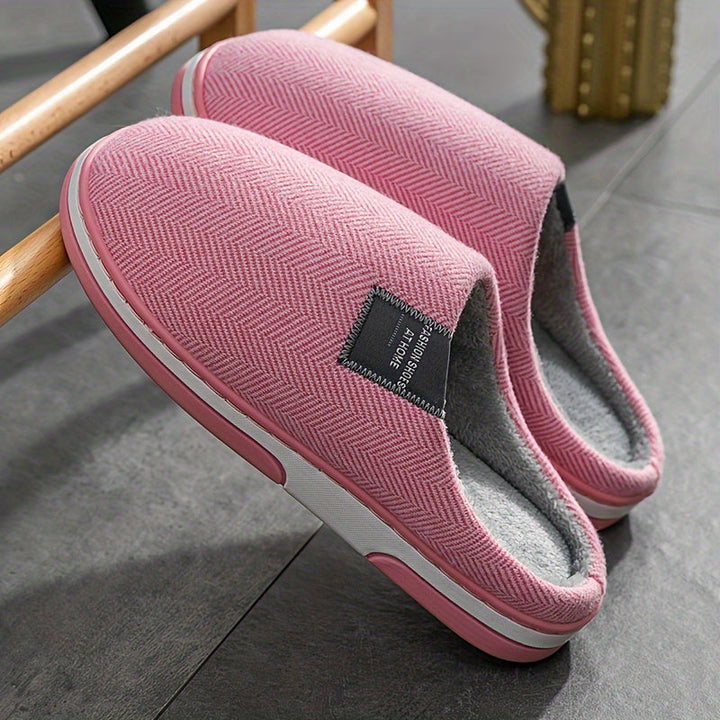 Warm Herringbone Men's Slippers – Comfort and Grip for Fall and Winter at Home