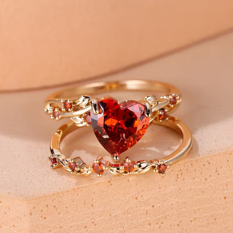 Elegant gold ring with heart accent