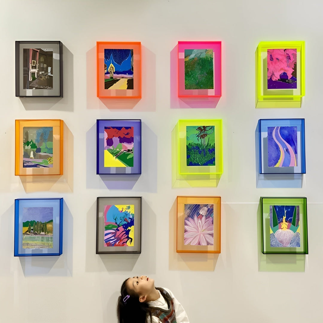 Neon Acrylic Picture Frame – Retro 1980s Style, Modern Decorative Photo Frame