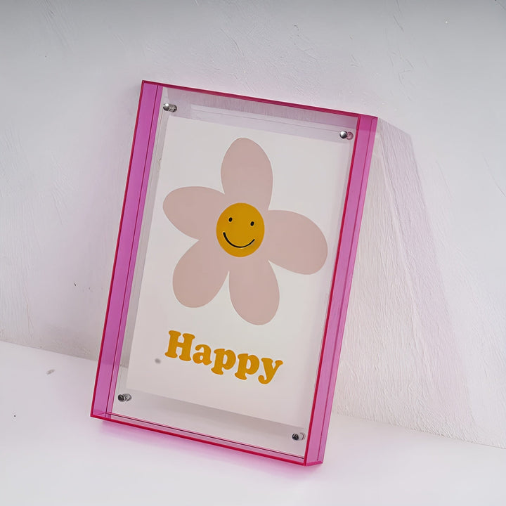 Neon Acrylic Picture Frame – Retro 1980s Style, Modern Decorative Photo Frame